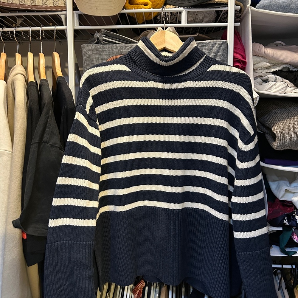 Striped Navy and White Women's Sweater